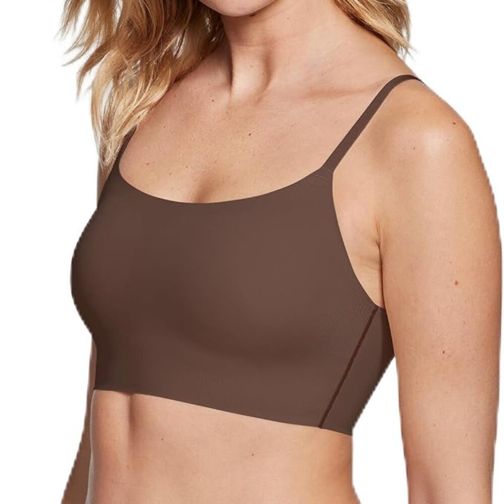 TRUE & CO True Everybody Scoop Bra Bralette Chestnut Brown Small NEW